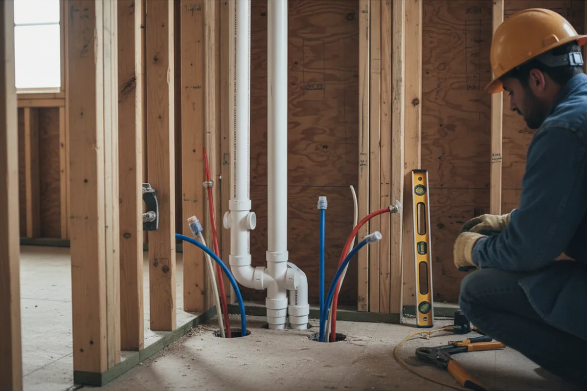 Drain and supply rough-in during Leak Detection in Edwall